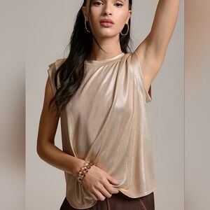 Anthropologie Porridge Shine Muscle Tee Gold Sz Small